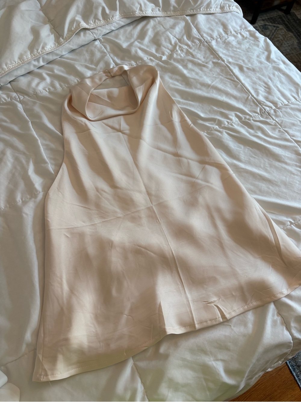 Cream Silk Halter Neck Top